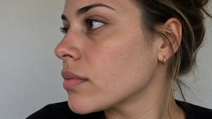 Perfil facial com penugem fina visível na zona da face